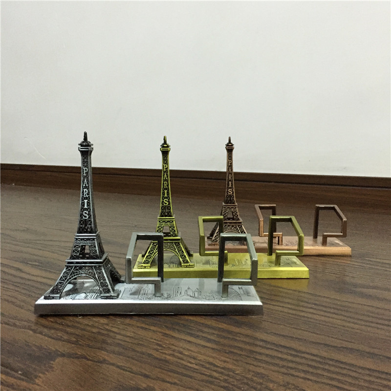巴黎埃菲尔铁塔名片座 金属名片夹 办公摆件 创意装饰商务礼品