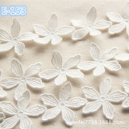 E-153涤纶丝水溶花朵刺绣花边项链耳环蕾丝DIY服装辅料现货批发
