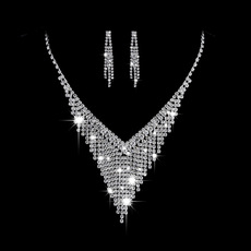 1 Juego Moda Gotitas De Agua Arílico Cobre Embutido Diamantes De Imitación Mujeres Aretes Collar display picture 9