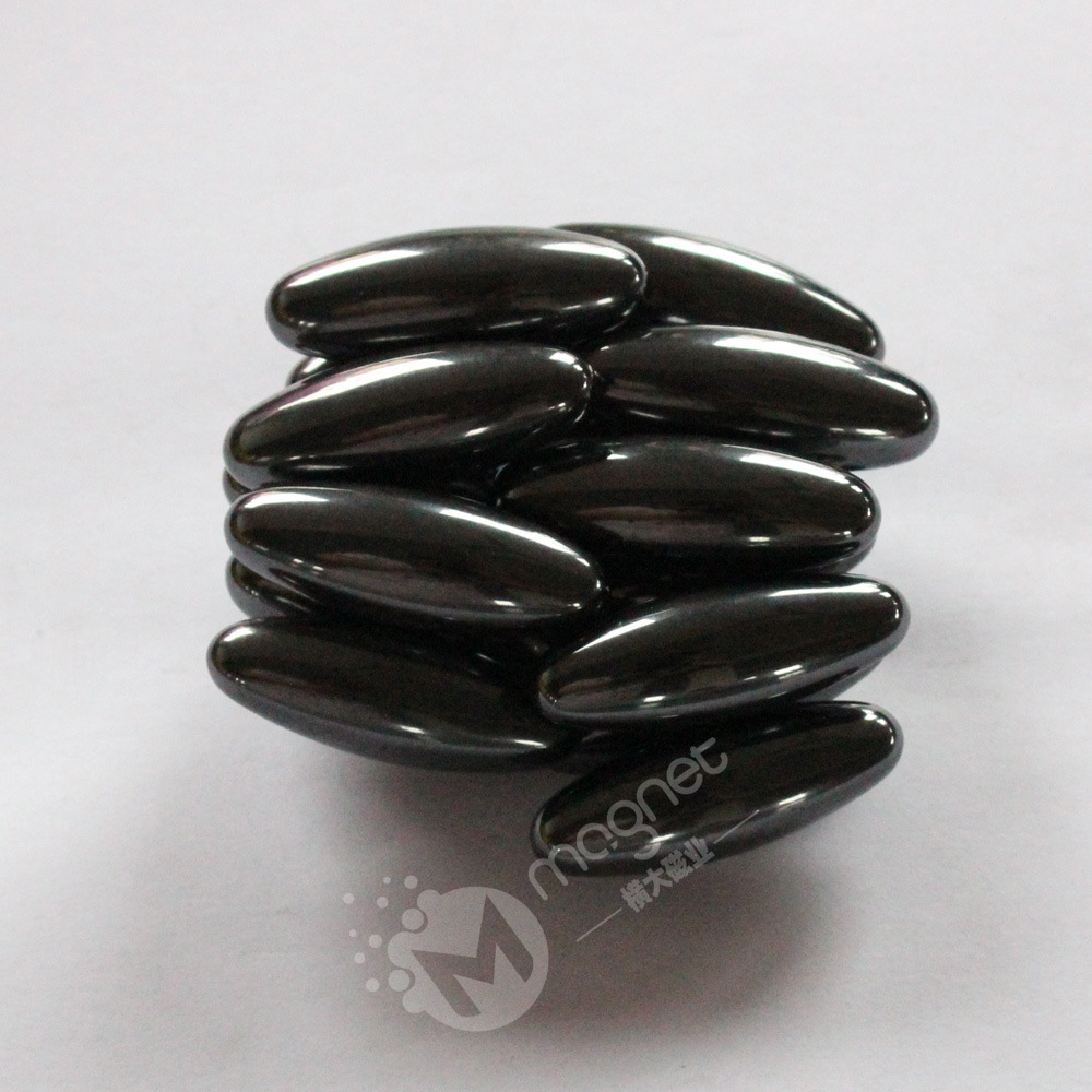 45*16 品质工厂：保健磁性蛇卵石，抛光橄榄球，黑色抛光磁球