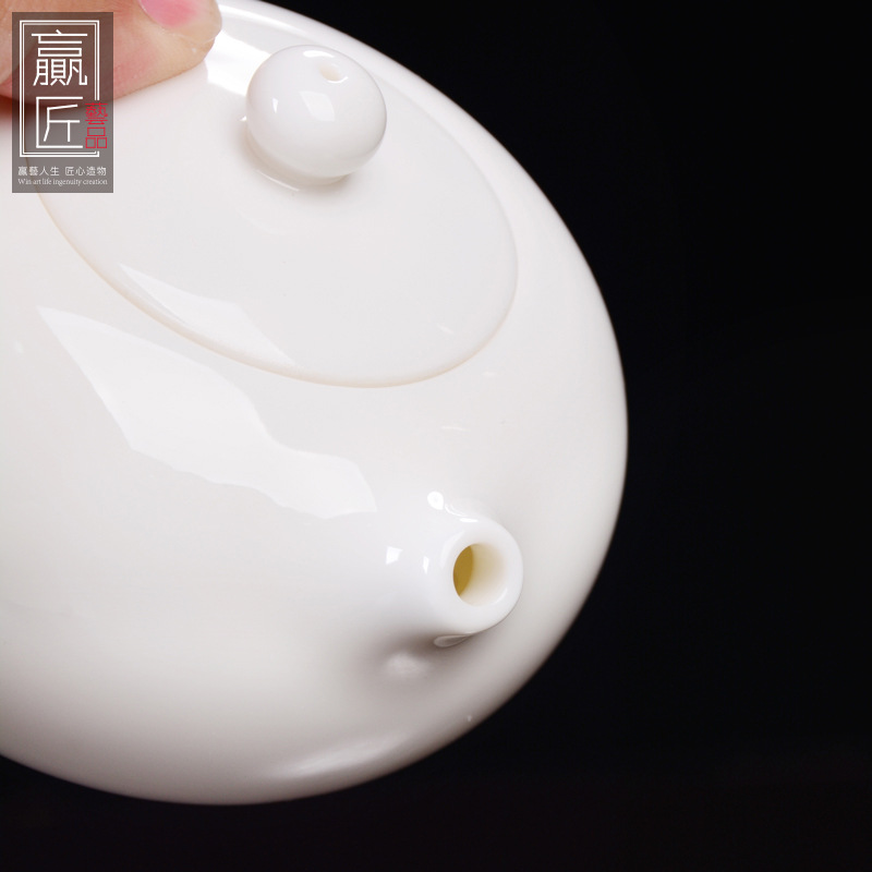 Ganar la artesanía moral porcelana blanca juego de té de Kung Fu tea de cerdo blanco Jade porcelana Xi Shi tetera cerámica fabricante de té sola olla