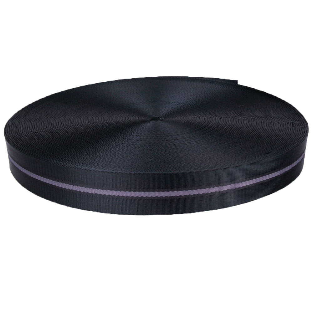 江门供应 现货 黑间灰 斜纹 尼龙织带 38mm 电脑提花带