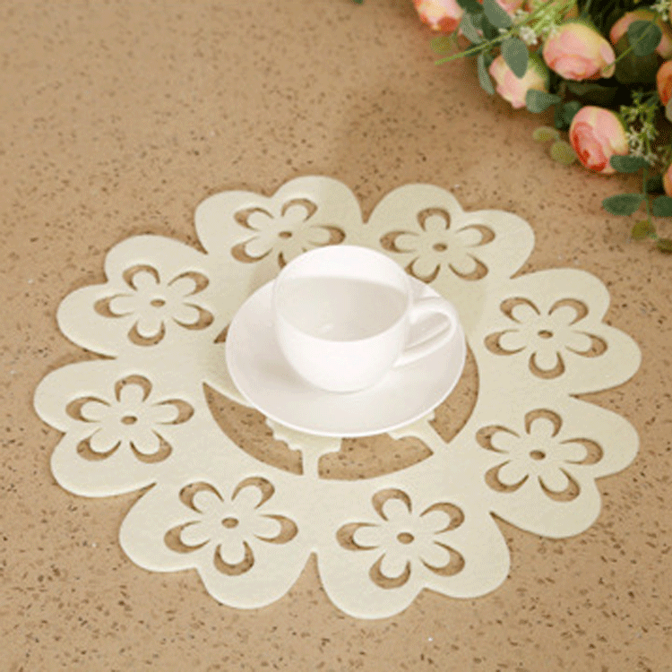 厂家供应创意毛毡杯垫 毛毡隔热垫 毛毡餐垫镂空毛毡垫可按需定作