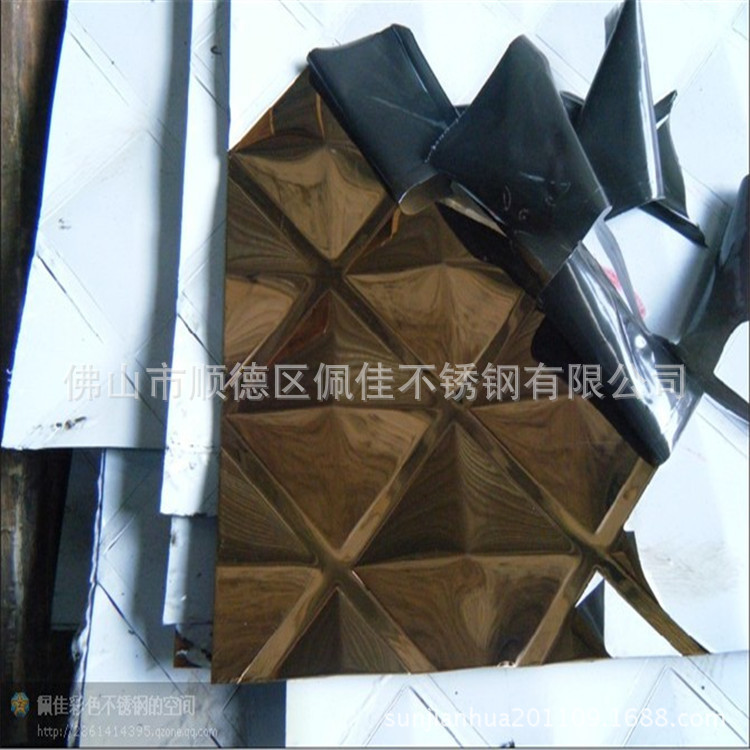 机加工 不锈钢 彩色压花板镀铜 内外装饰 304不锈钢 抛光 电镀