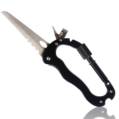 Observing outdoors multi-function Survival Carabiner Knife bolt driver Bottle opener combination EDC Tool D hook