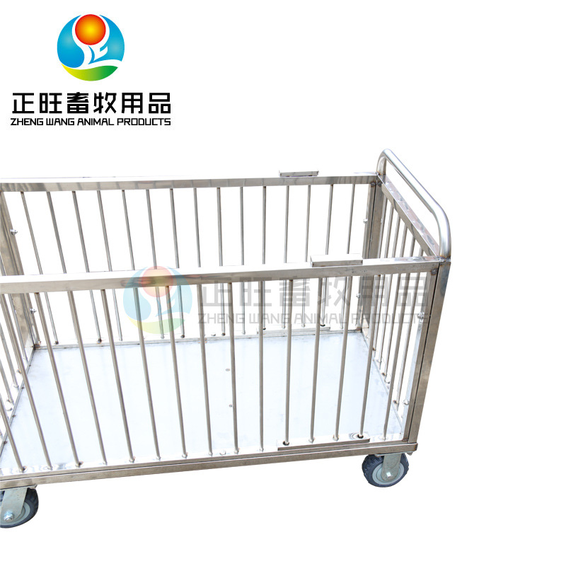 acero inoxidable desmontable carro giratorio de carro giratorio de carro de transporte de cerdos pesado equipo de cría de jaula de cerdos