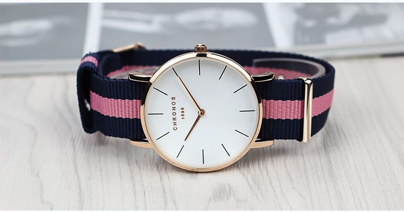 Chronos Quartz Watch For Men, Stylish Simple Nylon Strap Design_voghion.com