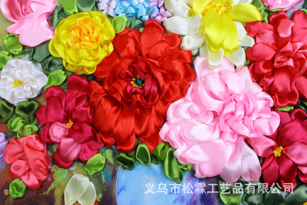 Oujin nianhua cinta bordado fábrica impresión en color directo pintura colgante caliente flor Idioma sala de estar entrada pintura decorativa