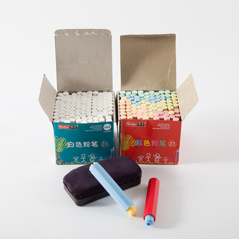 彩色粉筆 廠家直供100支白色無塵粉筆 黑綠板辦公教學用具配件