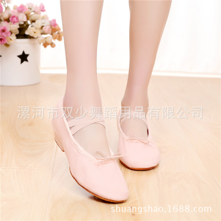 Women's Canvas Teacher Shoes with Two-Sole Square Ballet Yoga Dance Shoes Practice Shoes for Adults and Children Women