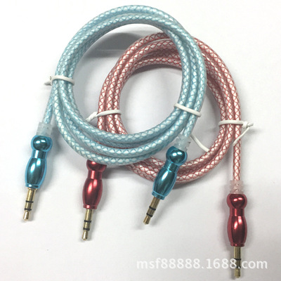 水晶镀金3.5对3.5音频线 AUX车载音乐线公对公彩色音频线 对录线|ms