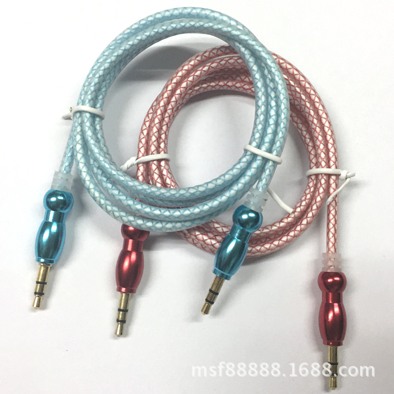 水晶镀金3.5对3.5音频线 AUX车载音乐线公对公彩色音频线 对录线|ms