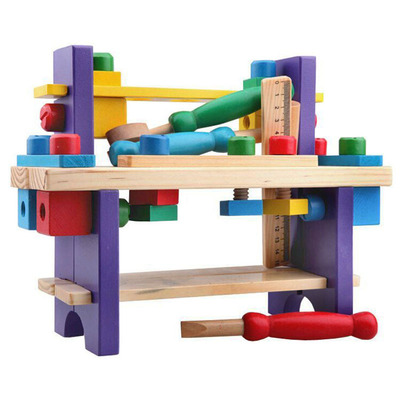 外貿工作台 工具台木制DIY玩具 嬰幼兒教具 寶寶動手動腦拆裝玩具