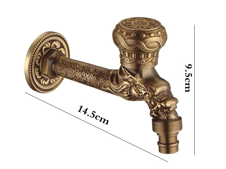Antique-style washing machine faucet, all-copper European-style extended mop sink faucet, 4-minute single-cooling wall-mounted quick-boiling faucet undefined