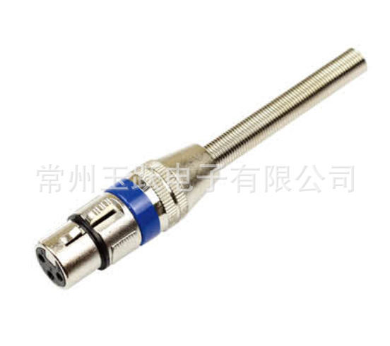 带长弹簧公卡侬头/3芯公卡侬头/KTV话筒插头/蓝色圈3芯长尾母卡侬
