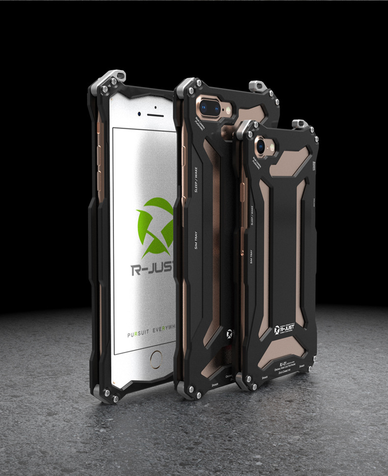 R-Just Gundam Aerospace Aluminum Contrast Color Shockproof Metal Shell Outdoor Protection Case for Apple iPhone 8 Plus & iPhone 8