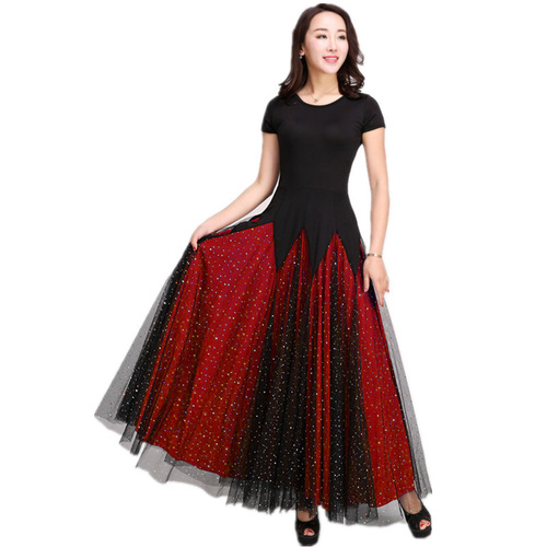 Black red purple glitter ballroom dancing dress waltz Women Girls Ballroom dance Dresses Tango Foxtrot Smooth foxtrot dance Skirts