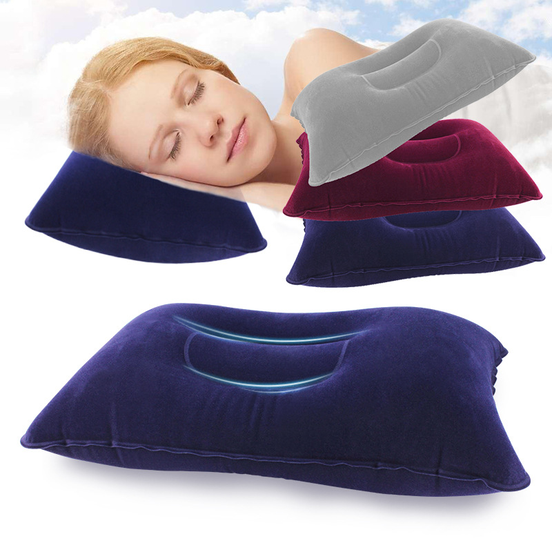 U-shaped Pillow Travel Inflatable Pillow Cervical Pillow Thickened Flocking Lunch Break Pillow Blowing Pillow Airplane Travel Sambo Air Pillow