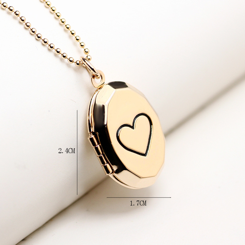 Plating Design IG Style Style Copper 18K Gold Plated Rose Gold Plated White Gold Plated Plating Oval Heart Shape Locket Necklace
