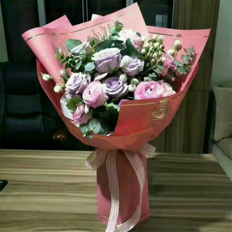 七夕鲜花包装纸情人节新款烫金包装纸女王徽章鲜花包装纸