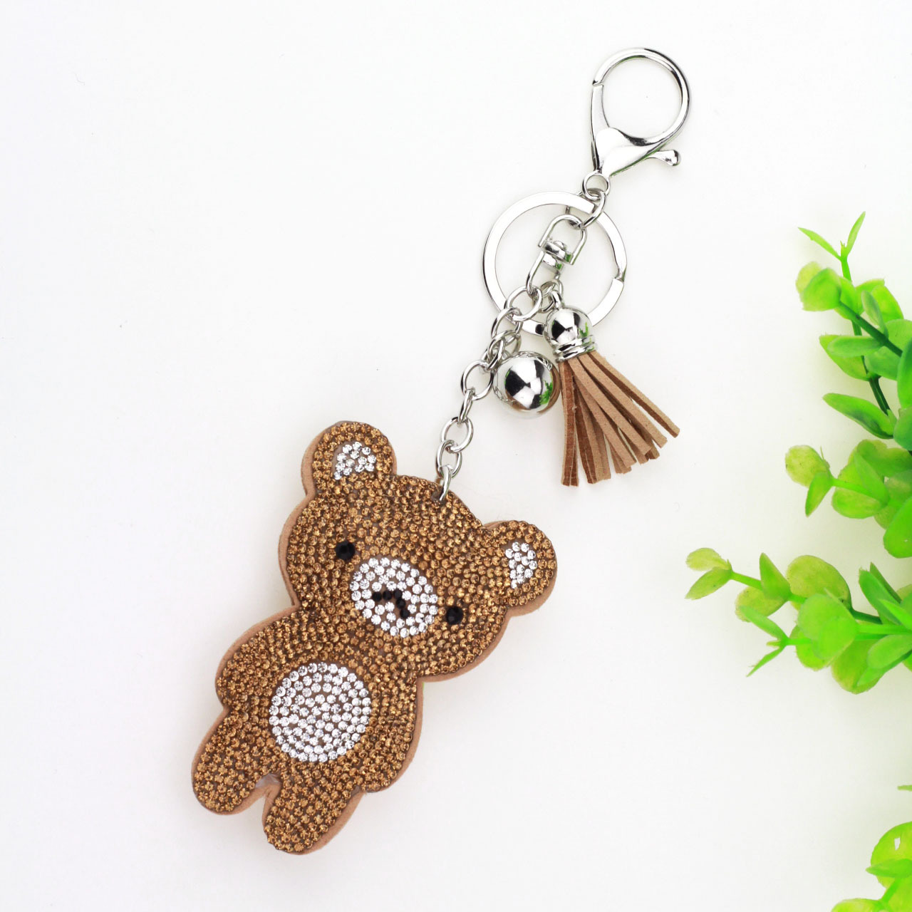 35g Weight Keychain Classification 1 Piece Quantity Daily Occasion Flannel Material Bag, Bear Pattern Women's Gender Diamond Design Cute, Korean Style Style 1 Piece Bag Bear Keychain Flannel Women's Cute Korean Style Keychain 5
