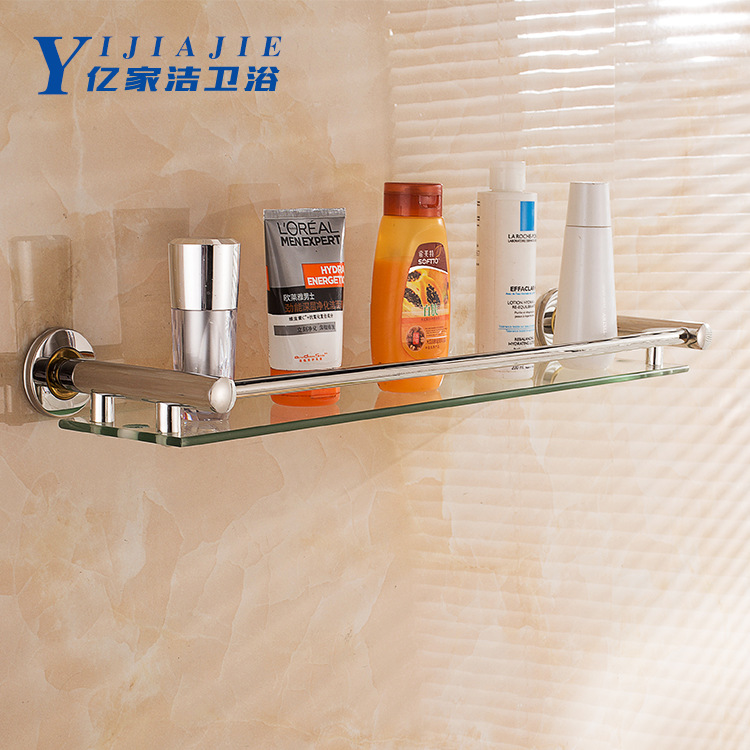 批发 单层不锈钢玻璃置物架镜前收纳架卫生间化妆品架卫浴挂件