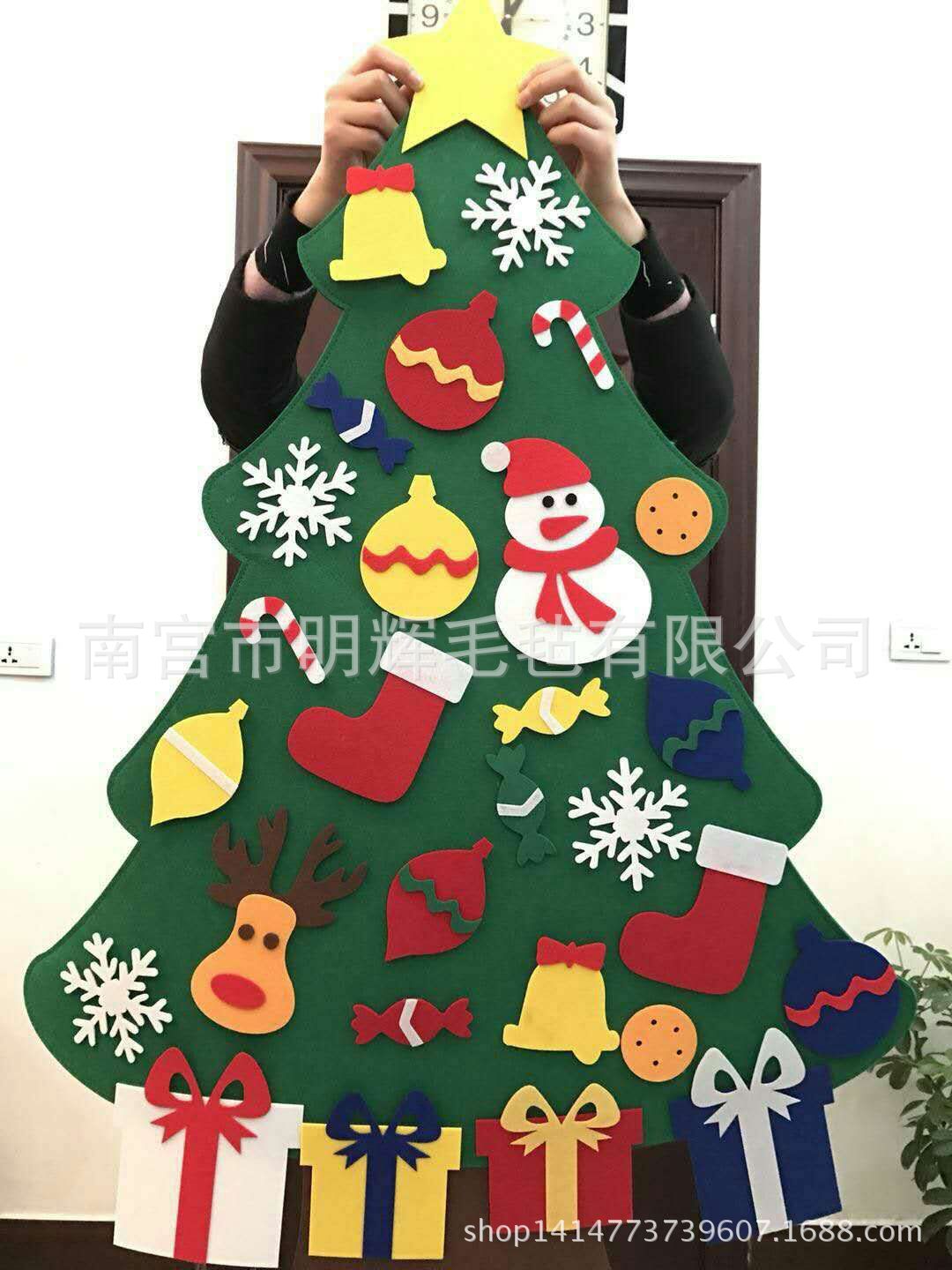 圣诞挂件无纺布毛毡圣诞树毛毡圣诞用品立体挂饰厂家批发