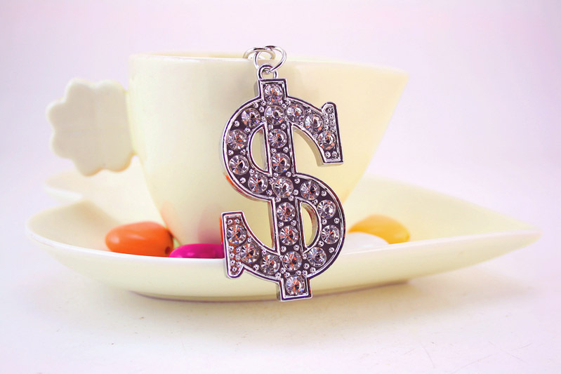 40g Weight Metal Material Unisex Gender Diamond-studded Dollar Sign Car Metal Pendant Men's Key Chain 1