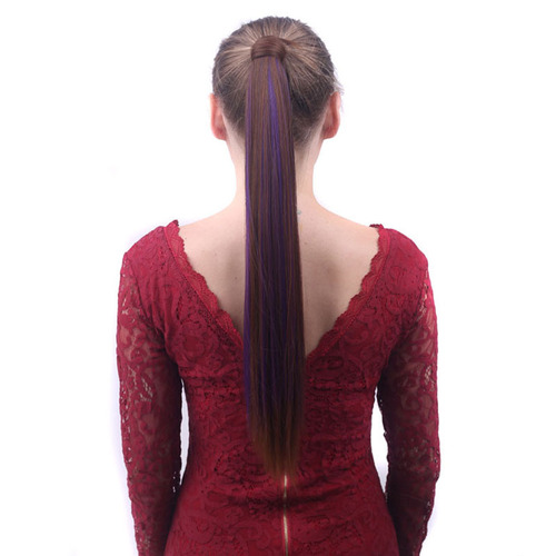 Velcro ponytail Realistic matte silk long straight hair wig ponytail Velcro wrap wig straight hair ponytail