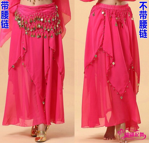 Indian dance performance performance practice clothing skirt adult performance clothing belly dance skirt new chiffon pendant coin skirt