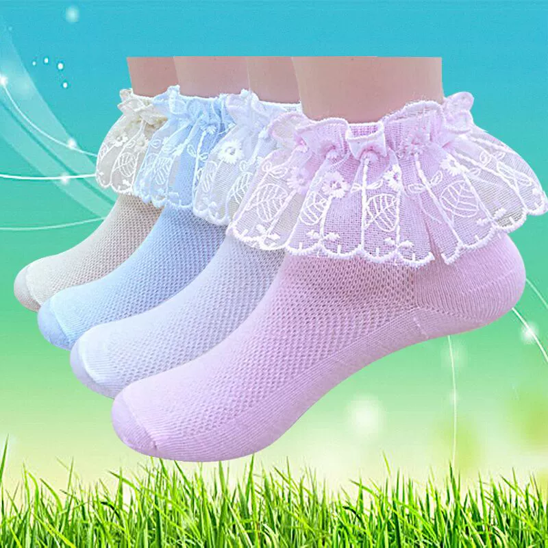 Новые весенне-летние сетчатые дышащие однотонные кружевные детские кружевные носки принцессы, студенческие танцевальные носки, носки для девочек
