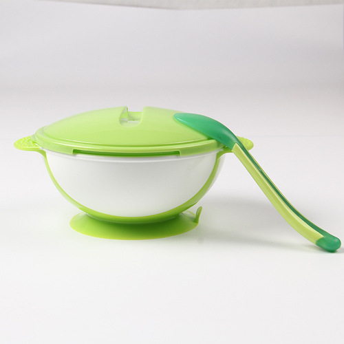 Baby suction cup bowl wholesale with temperature sensing spoon set Baby anti-fall training bowl Children's tableware Food supplement bowl