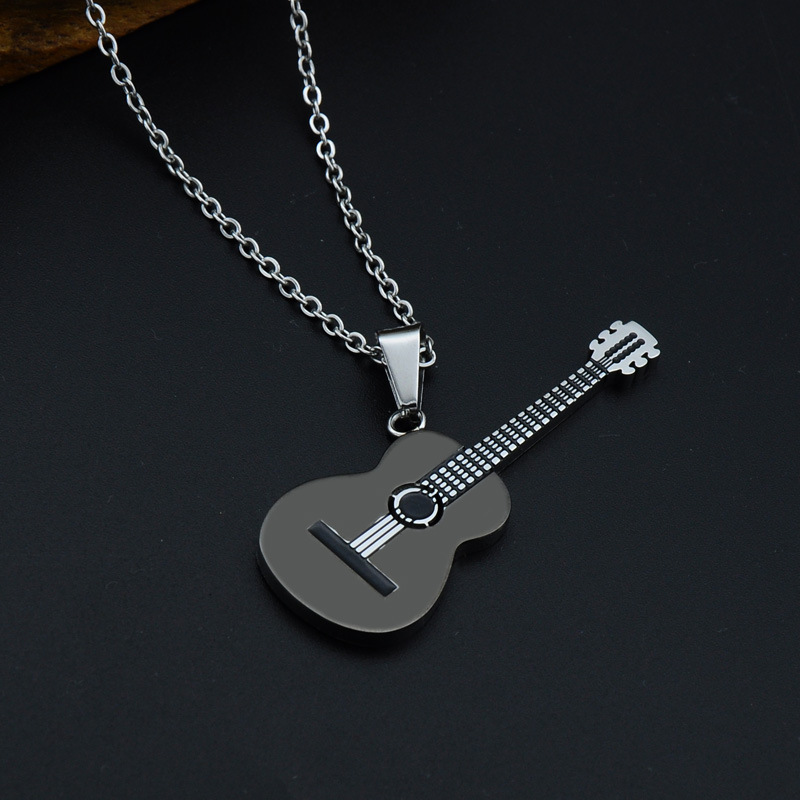 Fashion Stainless Steel Guitar Necklace Pendant Wholesale Nihaojewelry display picture 2