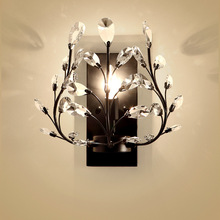 美式鄉村單頭壁燈歐式客廳卧室床頭牆燈創意復古鐵藝蠟燭水晶壁燈