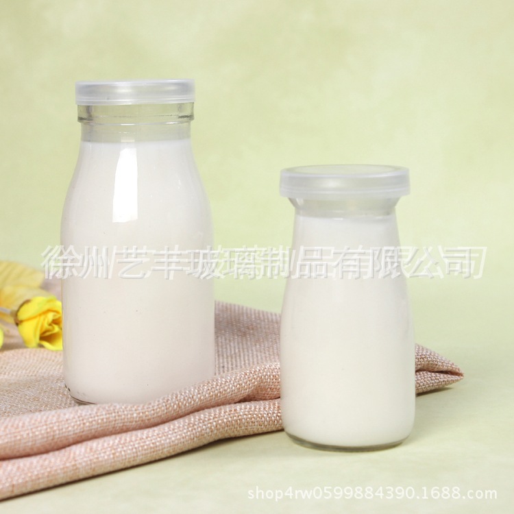 奶吧用奶瓶 鲜奶玻璃瓶 加厚玻璃酸奶瓶 pe塑料盖 牛奶瓶