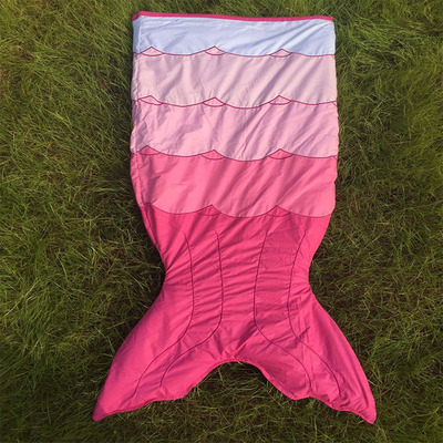 外贸新款美人鱼睡袋绣花款美人鱼尾巴拼接里绒儿童睡袋毯子|ms