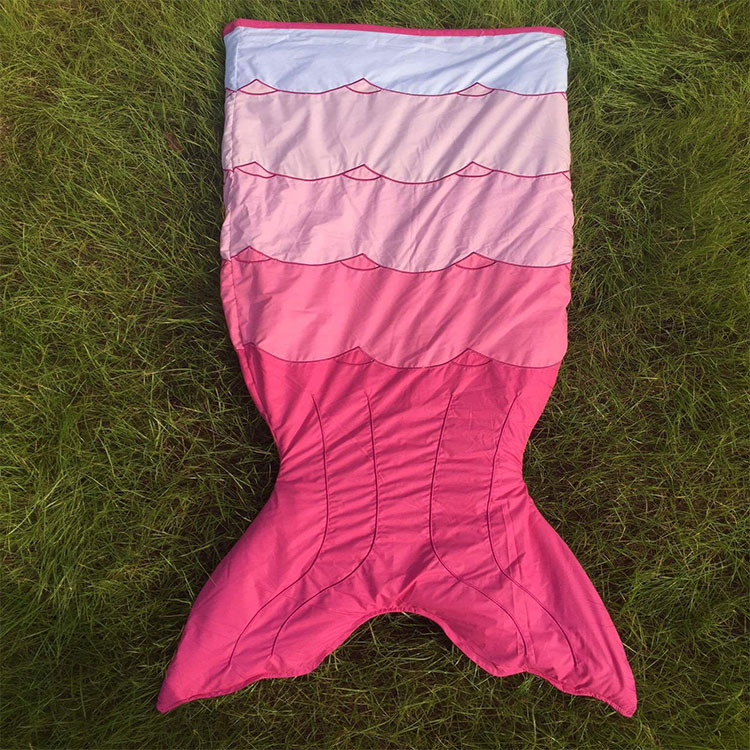 外贸新款美人鱼睡袋绣花款美人鱼尾巴拼接里绒儿童睡袋毯子|ms