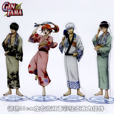 20cm Sakata Gintoki Kagura GINTAMA Gintama Quadratic element comic periphery Acrylic Doll Set up a card