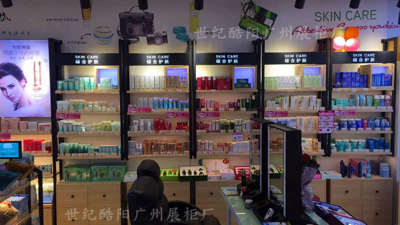 化妆品货架展示架 铁木结构货架 广州铁木货架 定做铁木结合
