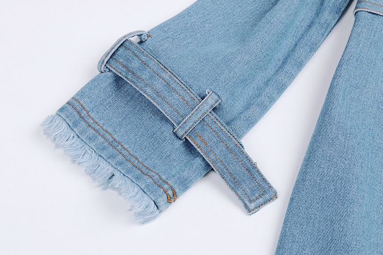 中国直邮 春秋新款明星同款修身牛仔外套长裤休闲时尚穿搭 外套 S