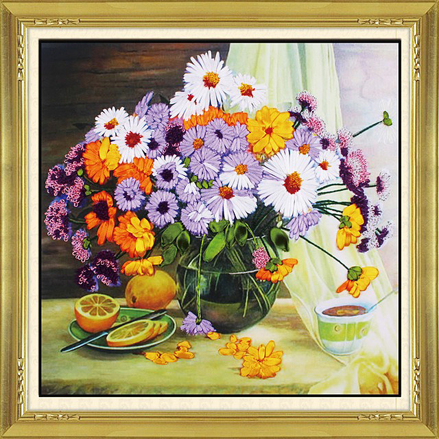 Oujin nianhua cinta bordado fábrica directa color impresión colgante pintura luz limón fragancia Sala entrada pintura decorativa