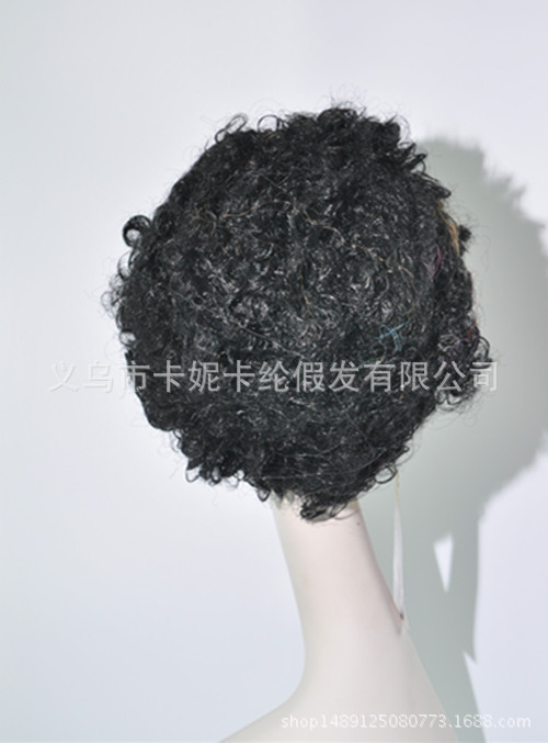 Perucas de espectáculo negro-verde fan rizos extraños esponjosos cabeza explosiva payaso peluca