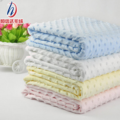 厂家直供超柔短毛绒压泡 顶泡面料 服装家纺豆豆绒婴童安抚毯面料