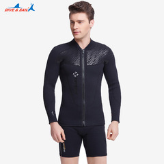 Men's 3MM neoprene wetsuit SCR thickened cold-proof long-sleeved wetsuit top front zipper swimsuit
