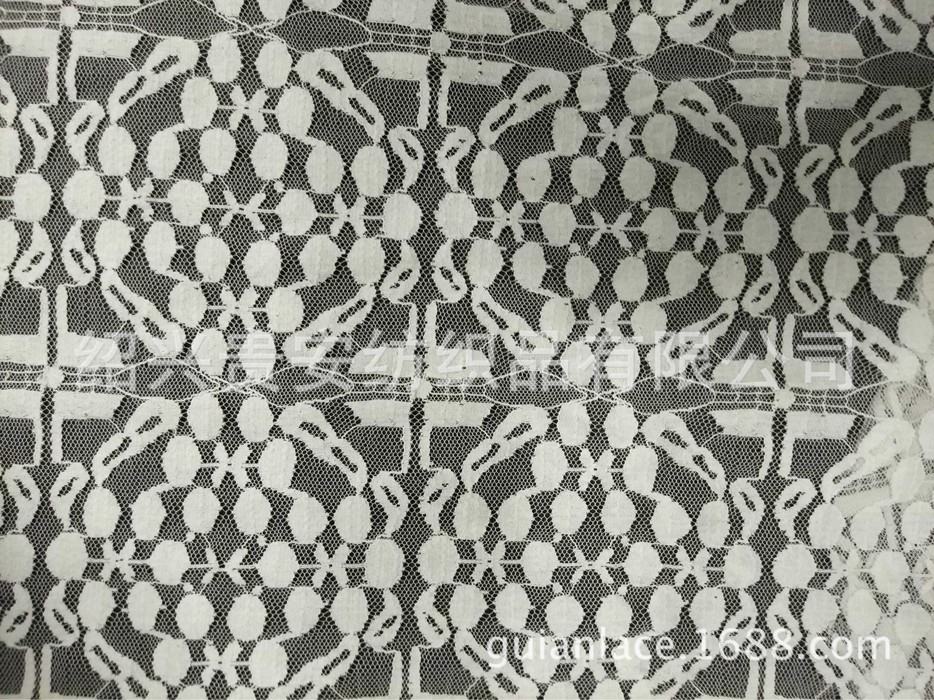 锦棉蕾丝面料圆圈大花格子花黑白色现货女装童装服装辅料花边几何