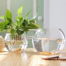 圆球鱼缸金鱼乌龟缸桌面创意水培绿植花瓶圆形玻璃透明鱼缸摆件