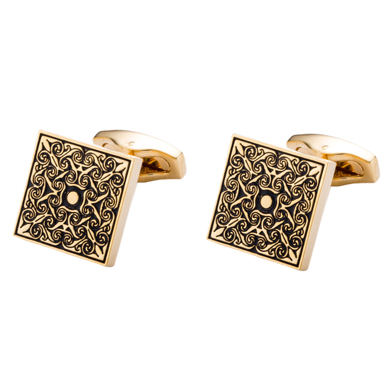 Rose pattern cufflinks men's French shir...