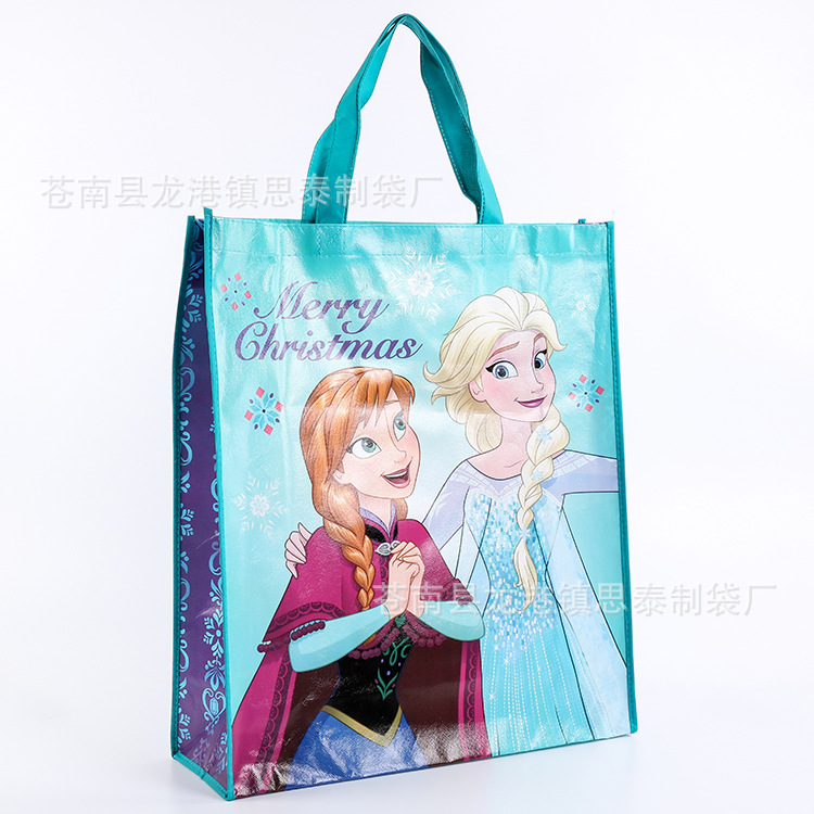 厂家批发环保覆膜包装袋 彩印卡通动漫淋膜无纺布手提袋