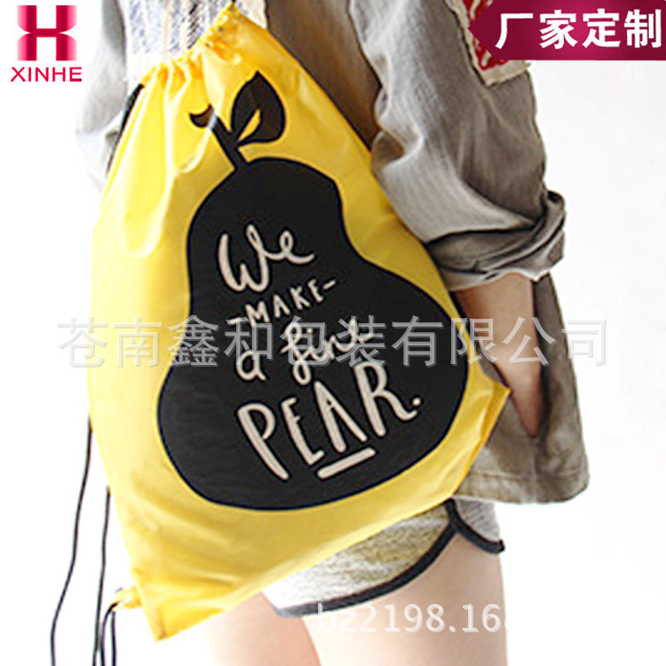 礼品束口袋 热转印尼龙袋 涤纶布双肩背包袋拉绳袋批发