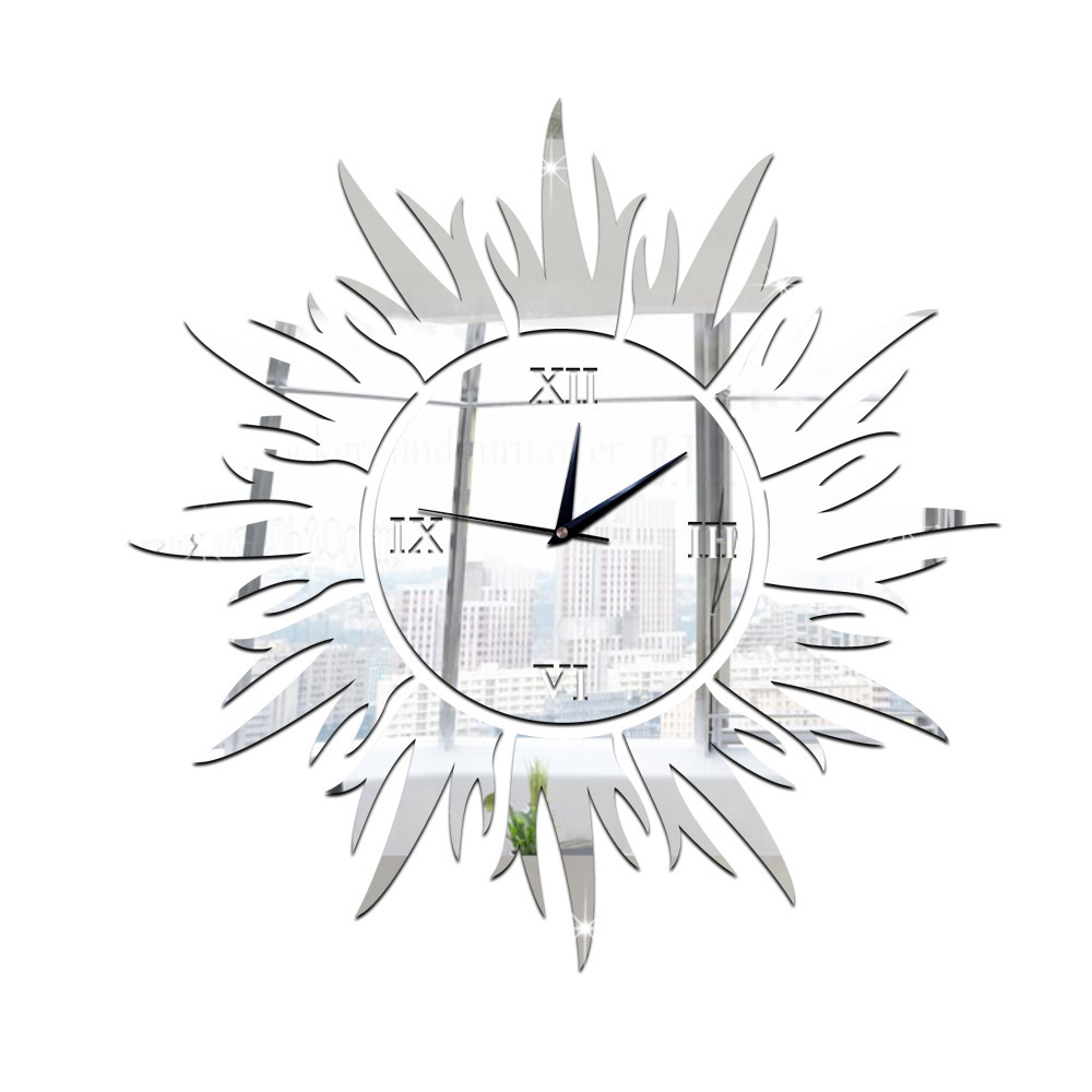 Gz038 sol cristal espejo pared Reloj estéreo pared pegatina pared reloj dormitorio sala de estar decoración Comercio exterior Venta caliente